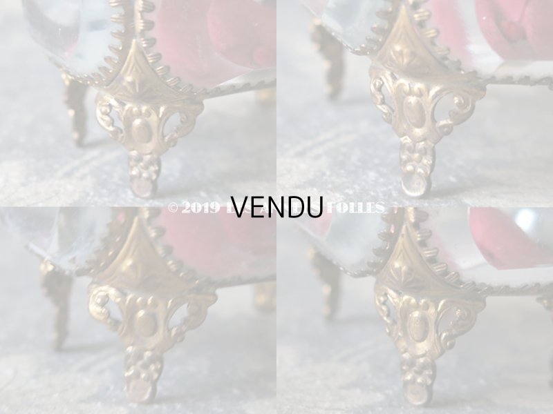 画像9: アンティーク 小さなジュエリーボックス スモーキーレッドのシルク製クッション