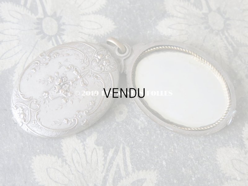 画像7: アンティーク シャトレーヌ用 ミラー リボンが結ばれた薔薇の花かご