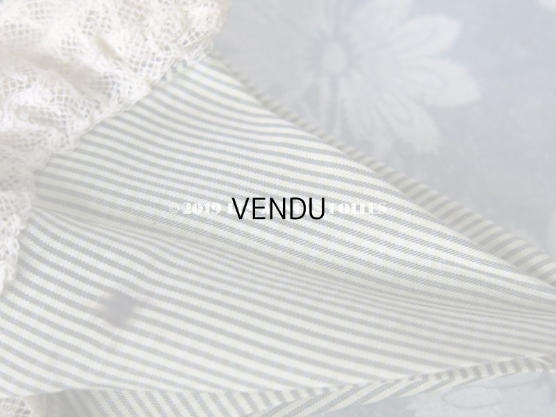 画像7:  アンティーク  ドール用 アンブレラ  グレーのピンストライプ