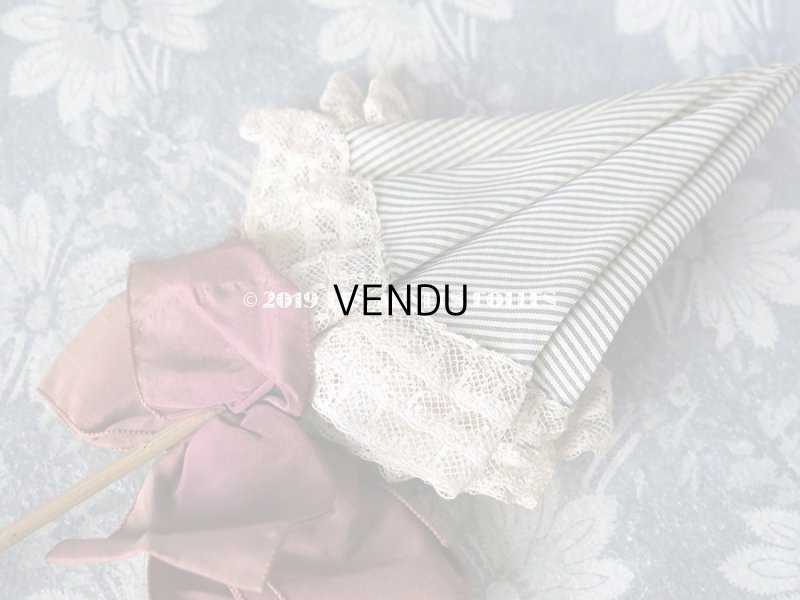 画像9:  アンティーク  ドール用 アンブレラ  グレーのピンストライプ