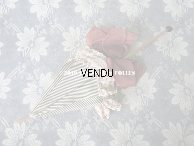 画像4:  アンティーク  ドール用 アンブレラ  グレーのピンストライプ