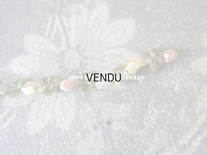 画像6: 1900年代 アンティーク シルク製 ロココトリム 3色の薔薇 ロココリボン 15cm