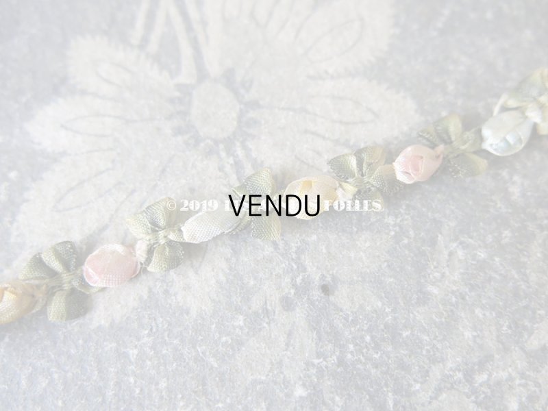 画像5: 1900年代 アンティーク シルク製 ロココトリム 3色の薔薇 ロココリボン 15cm