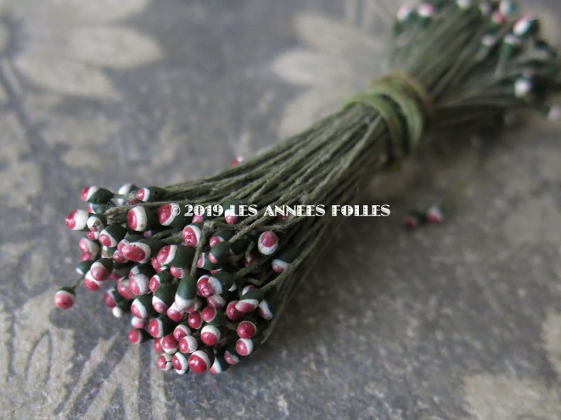 画像7: アンティーク ペップ コサージュ用 花芯 ボルドー＆ホワイト