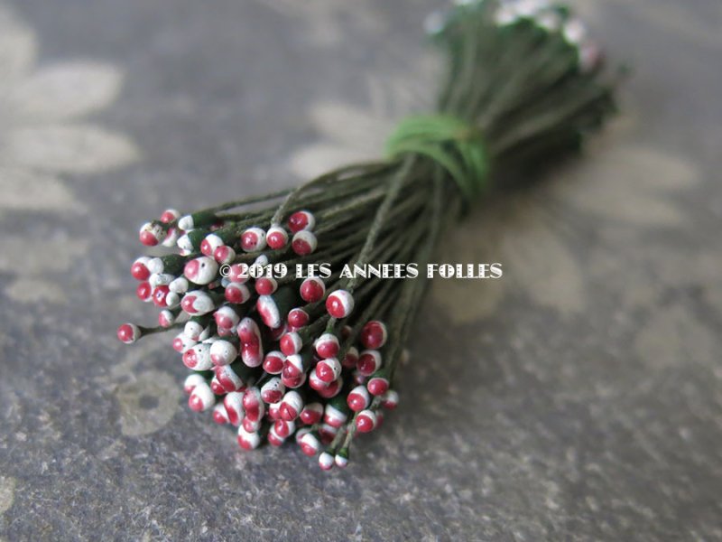 画像3: アンティーク ペップ コサージュ用 花芯 ボルドー＆ホワイト