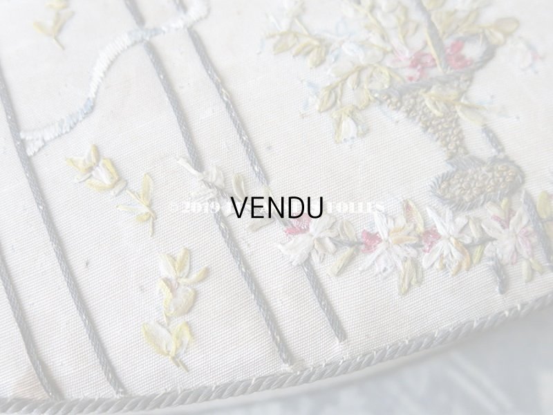 画像5: 1920年代 アンティーク リボン刺繍の カルトナージュボックス　