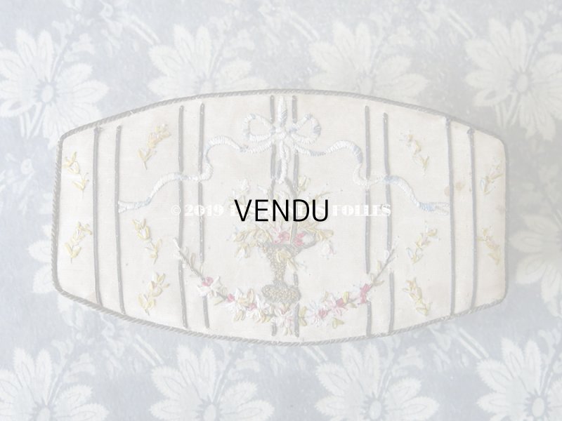 画像3: 1920年代 アンティーク リボン刺繍の カルトナージュボックス　