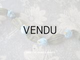 1900年代 アンティーク シルク製 ロココトリム ブルーの薔薇 ロココリボン 38cm