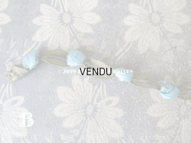 画像8: 1900年代 アンティーク シルク製 ロココトリム ブルーの薔薇 ロココリボン 38cm