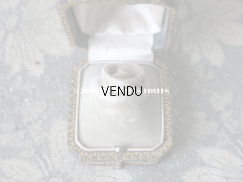 画像7: アンティーク 本革製 ジュエリーボックス 金彩入り ダークグリーン リングボックス