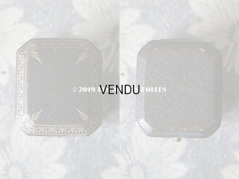 画像3: アンティーク 本革製 ジュエリーボックス 金彩入り ダークグリーン リングボックス