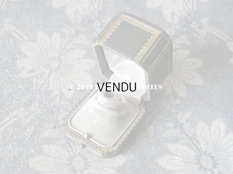 画像6: アンティーク 本革製 ジュエリーボックス 金彩入り ダークグリーン リングボックス