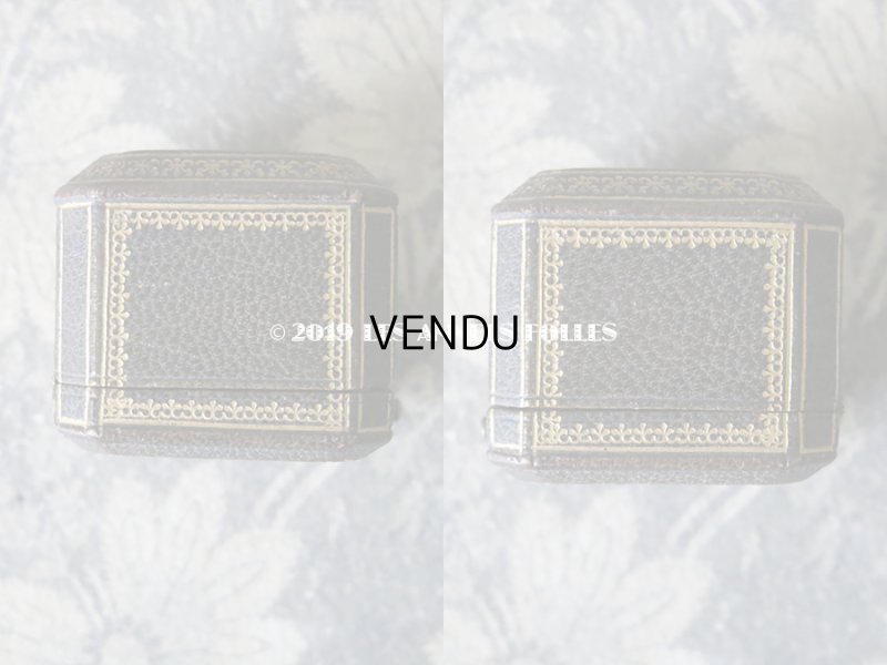 画像5: アンティーク 本革製 ジュエリーボックス 金彩入り ダークグリーン リングボックス