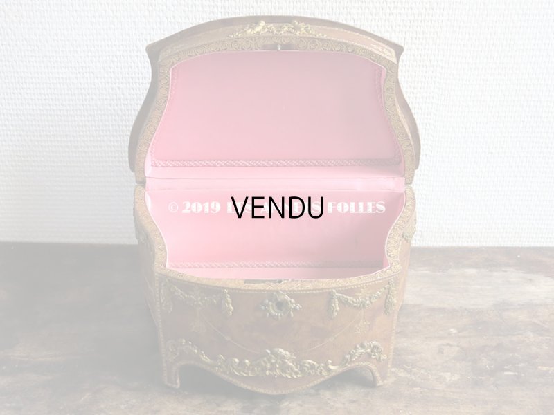 画像5: アンティーク 本革製 大きなジュエリーケース 天使と花のガーランド & ロカイユ装飾のオルモル