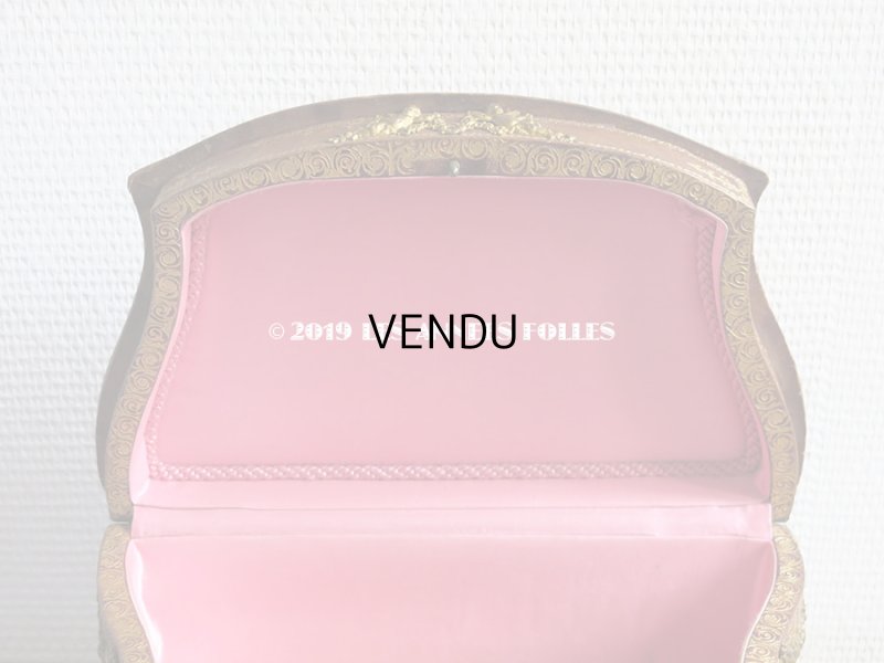 画像6: アンティーク 本革製 大きなジュエリーケース 天使と花のガーランド & ロカイユ装飾のオルモル