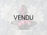 未使用 1920年代 アンティーク ロココ調  シルク製 薔薇の花かごのモチーフ