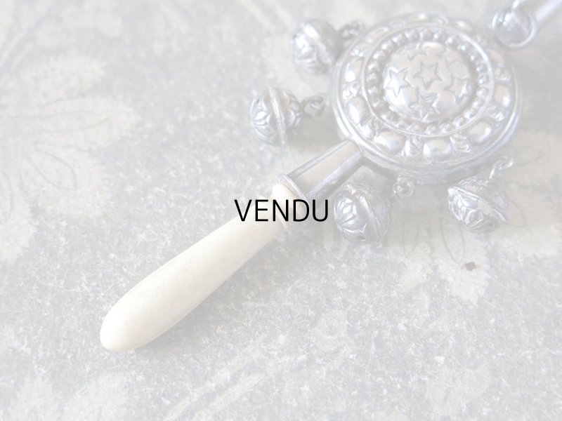 画像3: 19世紀 ナポレオン3世時代 アンティーク ラトル 星柄 シルバー＆ボーン製