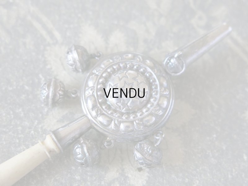 画像4: 19世紀 ナポレオン3世時代 アンティーク ラトル 星柄 シルバー＆ボーン製