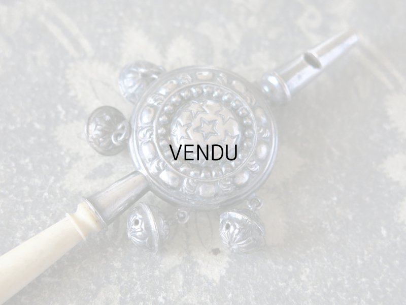 画像8: 19世紀 ナポレオン3世時代 アンティーク ラトル 星柄 シルバー＆ボーン製