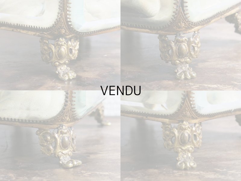 画像7: 19世紀 アンティーク 大きなジュエリーボックス 淡いブルーのクッション