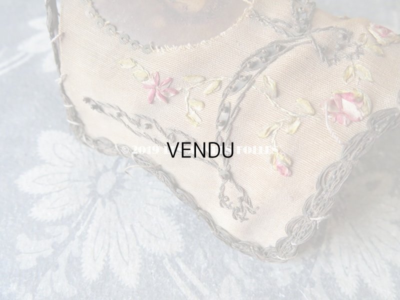 画像6: 19世紀 アンティーク  キャンドルシェード 薔薇のリボン刺繍