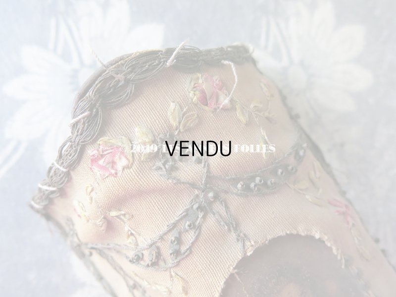 画像4: 19世紀 アンティーク  キャンドルシェード 薔薇のリボン刺繍