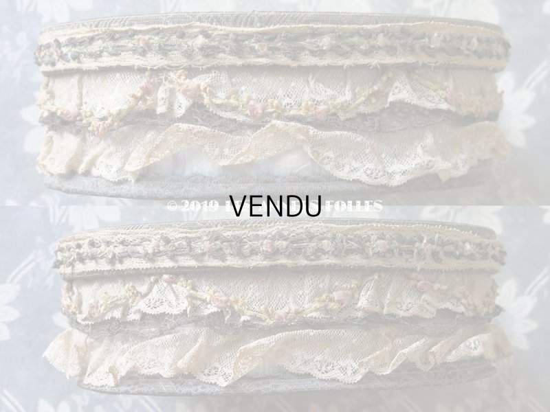 画像10: 1900年代 アンティーク 薔薇のロココトリム＆レースの装飾 ガラスの蓋の小物入れ　オールドローズ