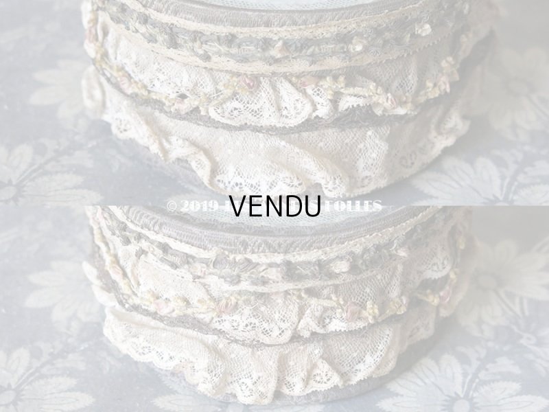 画像11: 1900年代 アンティーク 薔薇のロココトリム＆レースの装飾 ガラスの蓋の小物入れ　オールドローズ