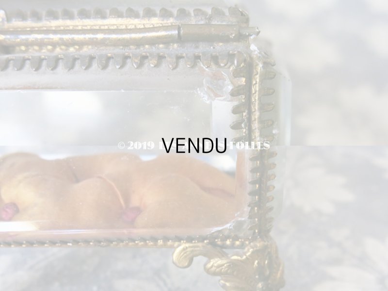 画像10: 19世紀 アンティーク ジュエリーボックス ロカイユ装飾の脚 オレンジのシルクサテンのクッション