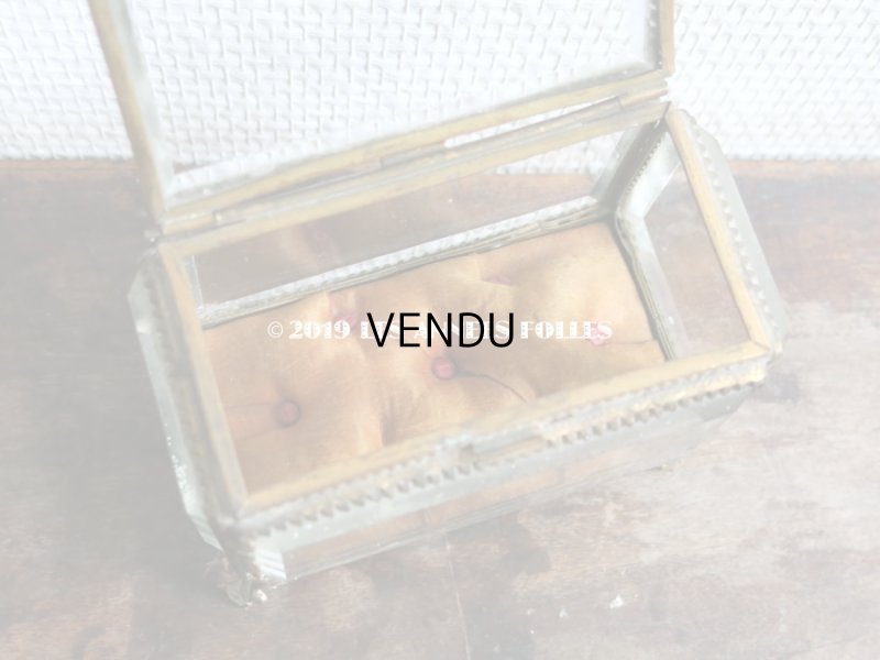 画像7: 19世紀 アンティーク ジュエリーボックス ロカイユ装飾の脚 オレンジのシルクサテンのクッション