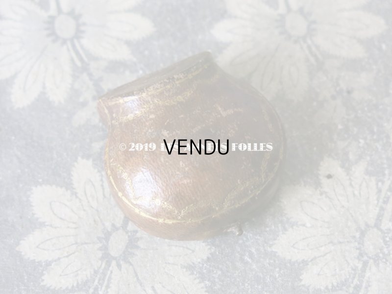 画像6: 19世紀 アンティーク 本革製 ジュエリーボックス 金彩入り ブラウン リングボックス