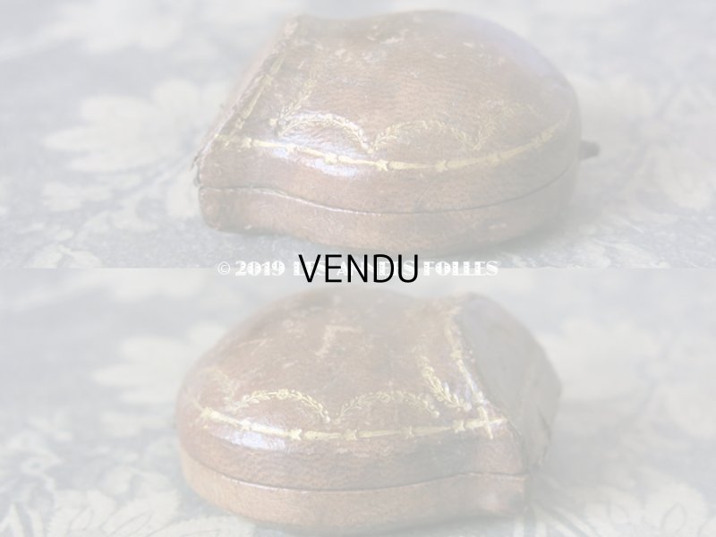 画像10: 19世紀 アンティーク 本革製 ジュエリーボックス 金彩入り ブラウン リングボックス
