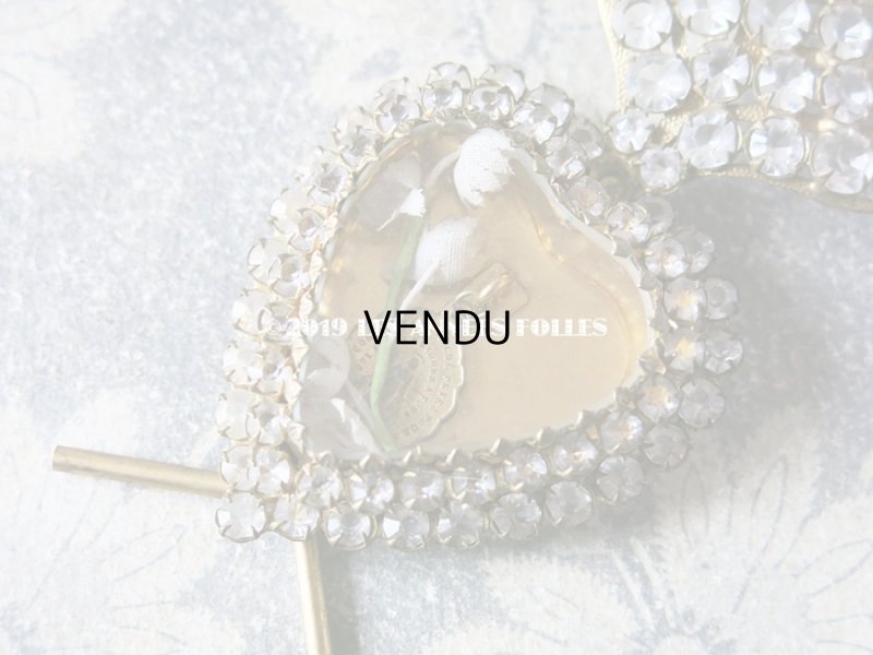 画像6: 19世紀 アンティーク ルリケール 聖母マリアのハート 鈴蘭の布花＆メダイユ