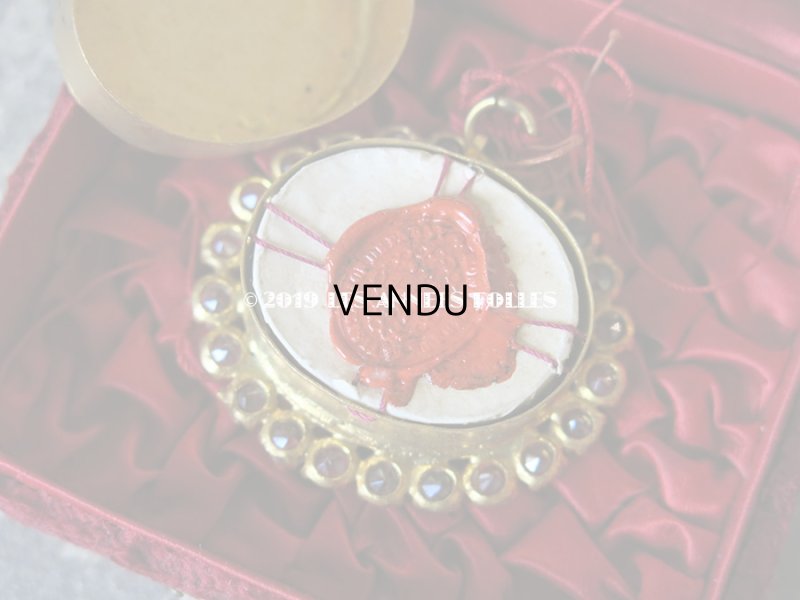 画像6: 1890年 アンティーク ルリケール 証明書&封蝋付き 聖遺物のペンダント 透明のラインストーン 聖人の遺品 MARQUERITE-MARIE ALACOQUE