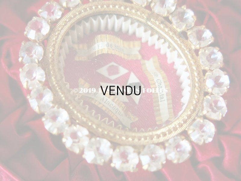 画像4: 1890年 アンティーク ルリケール 証明書&封蝋付き 聖遺物のペンダント 透明のラインストーン 聖人の遺品 MARQUERITE-MARIE ALACOQUE