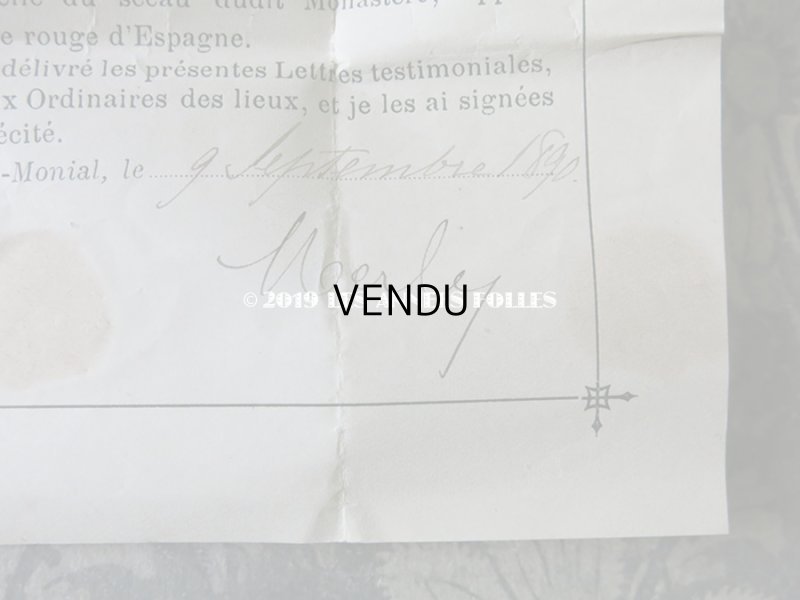 画像8: 1890年 アンティーク ルリケール 証明書&封蝋付き 聖遺物のペンダント 透明のラインストーン 聖人の遺品 MARQUERITE-MARIE ALACOQUE