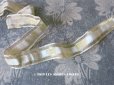 画像1: アンティーク  シルク & メタル製 淡いオリーブグリーンのベルベットリボン 金糸の縁取り 1.45m (1)