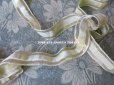 画像4: アンティーク  シルク & メタル製 淡いオリーブグリーンのベルベットリボン 金糸の縁取り 1.45m (4)