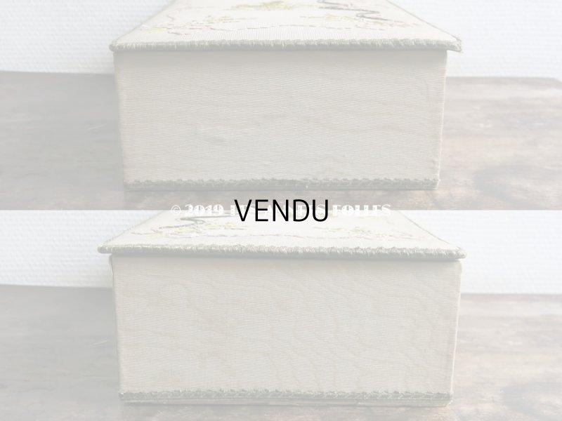 画像16: 1900年代 アンティーク リボン刺繍 大きなカルトナージュボックス　