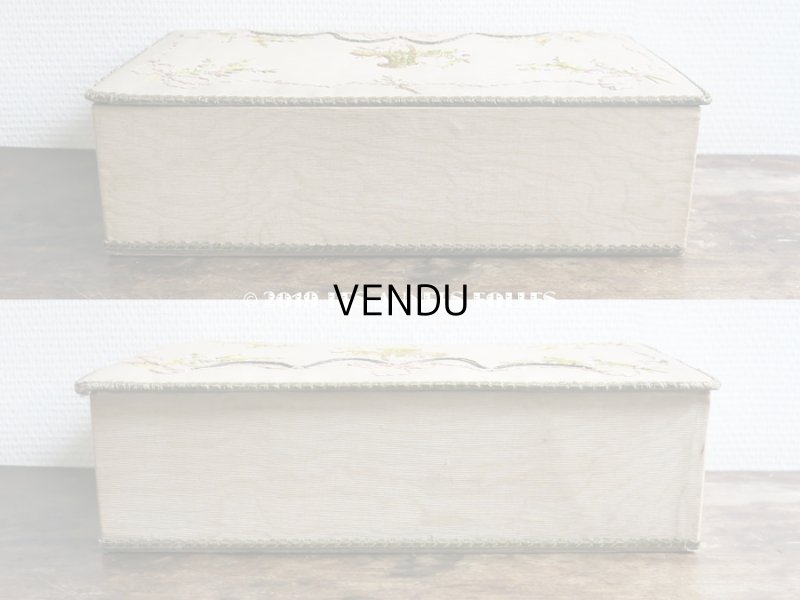 画像15: 1900年代 アンティーク リボン刺繍 大きなカルトナージュボックス　