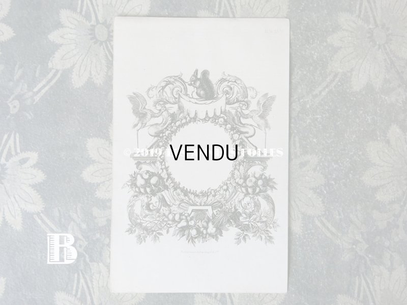 画像6: 19世紀 アンティーク メニューカード 栗鼠&フルーツのガーランド