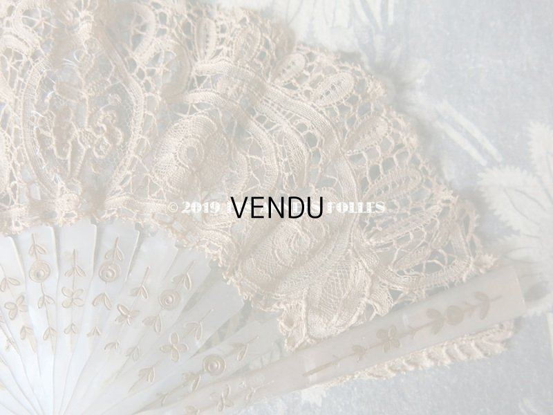 画像5: アンティーク ドール用 レースのファン デュシェス＆ポワンドガーズ 扇子