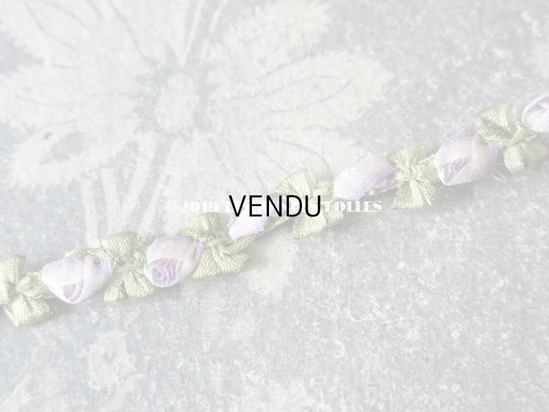 画像4: 1900年代 アンティーク シルク製 ロココトリム 薄紫の薔薇 ロココリボン 90cm