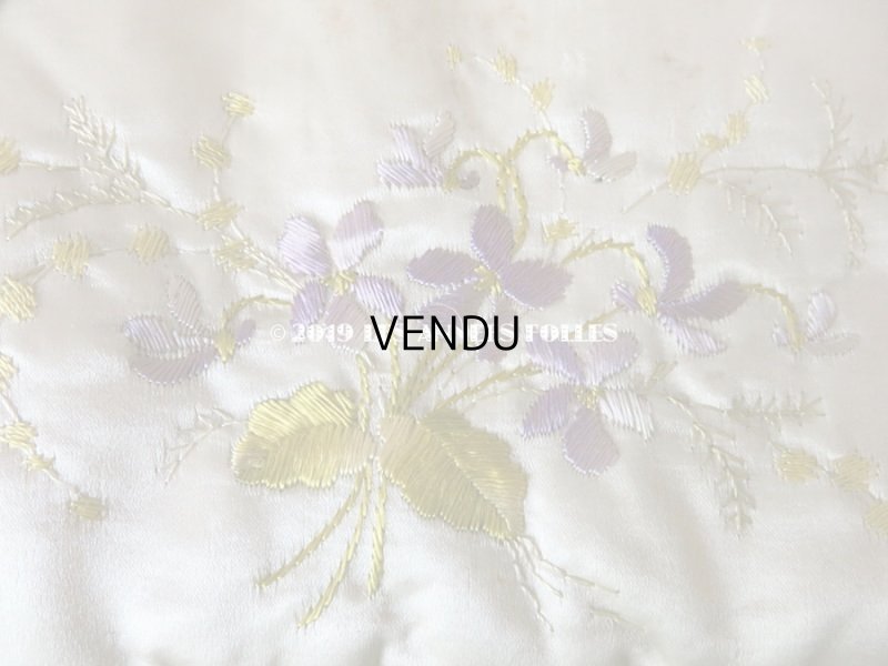 画像11: アンティーク シルク製 菫のハンキーケース ハンカチ用ポシェット 