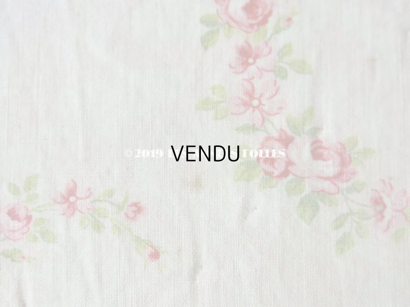 画像5: 19世紀末 アンティーク  薔薇のガーランド コットン製ファブリック  80×230cm