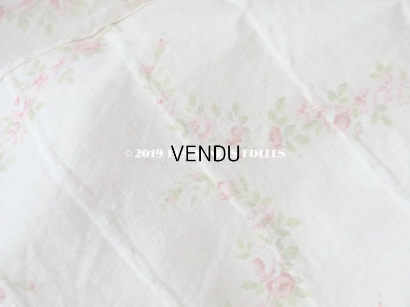 画像6: 19世紀末 アンティーク  薔薇のガーランド コットン製ファブリック  80×230cm