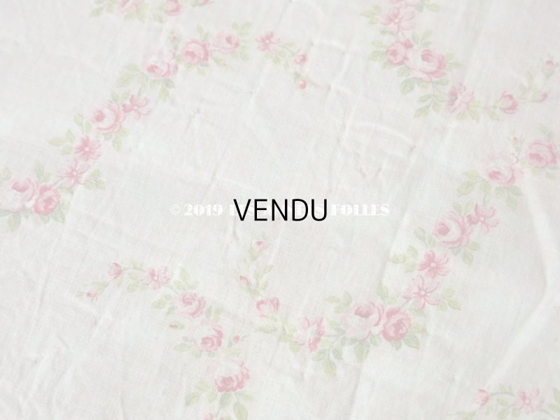 画像3: 19世紀末 アンティーク  薔薇のガーランド コットン製ファブリック  80×230cm