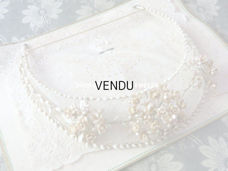 画像3: 未使用 アンティーク 台紙付 ワックスフラワーのヘッドリース パール加工 ウェディング 結婚式 ティアラ