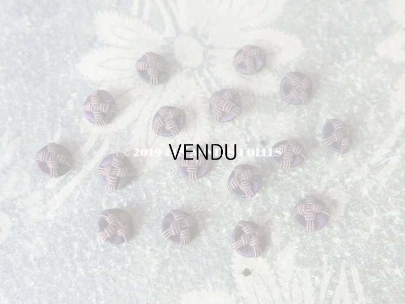 画像3: 19世紀 アンティーク シルク製 極小 くるみボタン 8mm  4ピースのセット 深紫