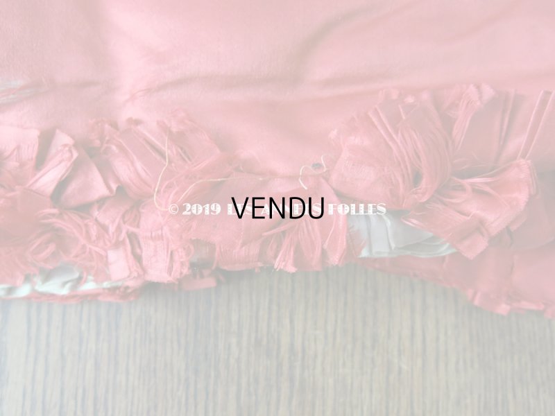 画像5: 19世紀 アンティーク シルク製 ハンキーケース 王冠&モノグラムのメタル刺繍 スモーキーレッド&グレイッシュベージュ ハンカチ用ポシェット